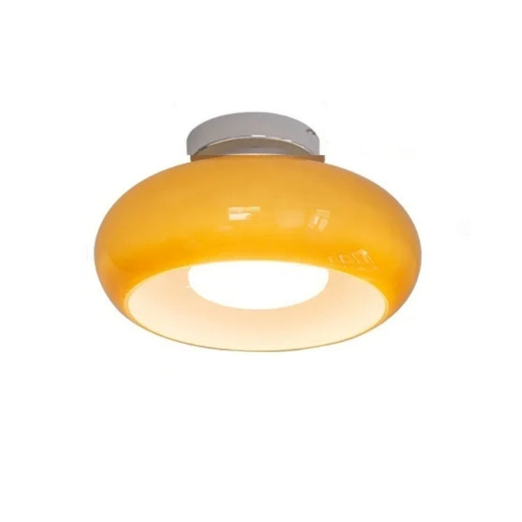 Golden Halo Circular Glass Ceiling Fixture - Elegant Illumination for Any Space