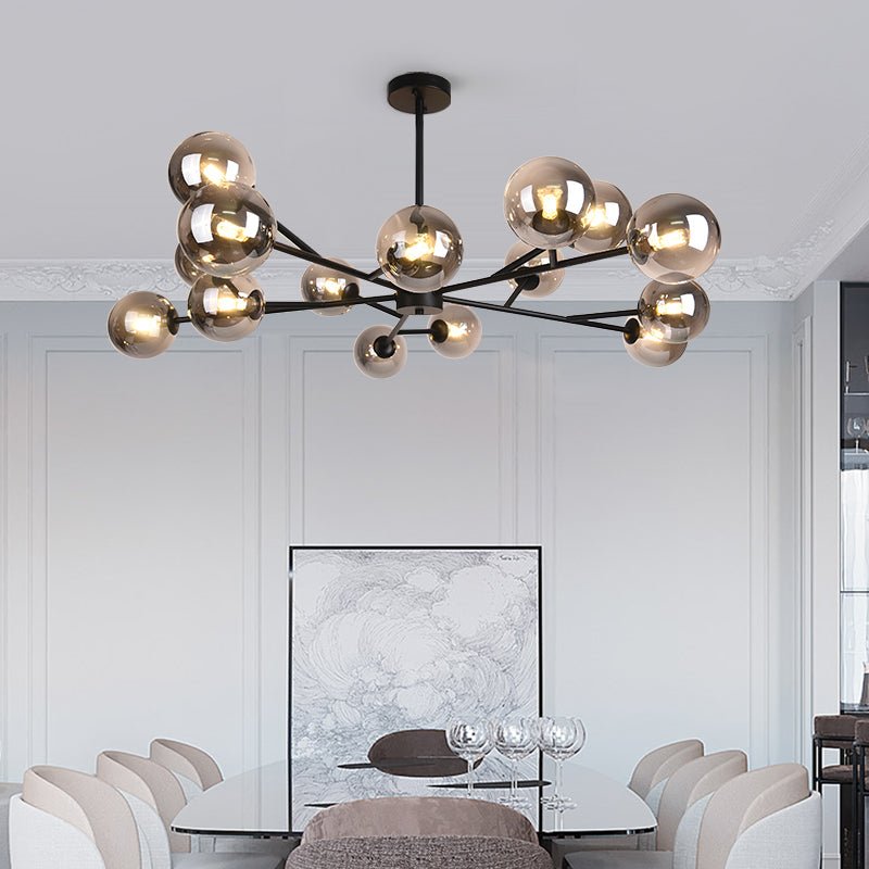 15-Light Modern Sputnik Chandelier Light – Black and Brass Finish for Dining Room and Living Space