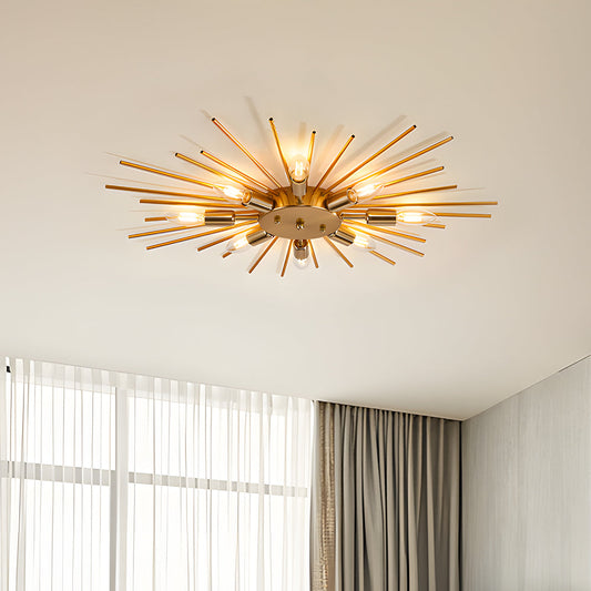 8-Light Flush Mount Ceiling Light Fixture – Modern Iron and Aluminum Design for Living Room, Bedroom, and Hallway