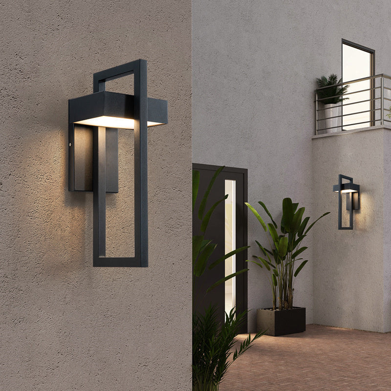 Variant image for Modern Outdoor Wall Light with IP65 Waterproof Rating - Adjustable 3000K/6000K LED Exterior Wall Lantern in Black-2