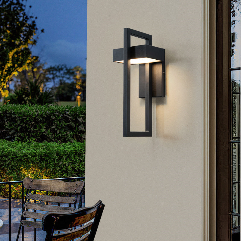 Modern Outdoor Wall Light with IP65 Waterproof Rating - Adjustable 3000K/6000K LED Exterior Wall Lantern in Black