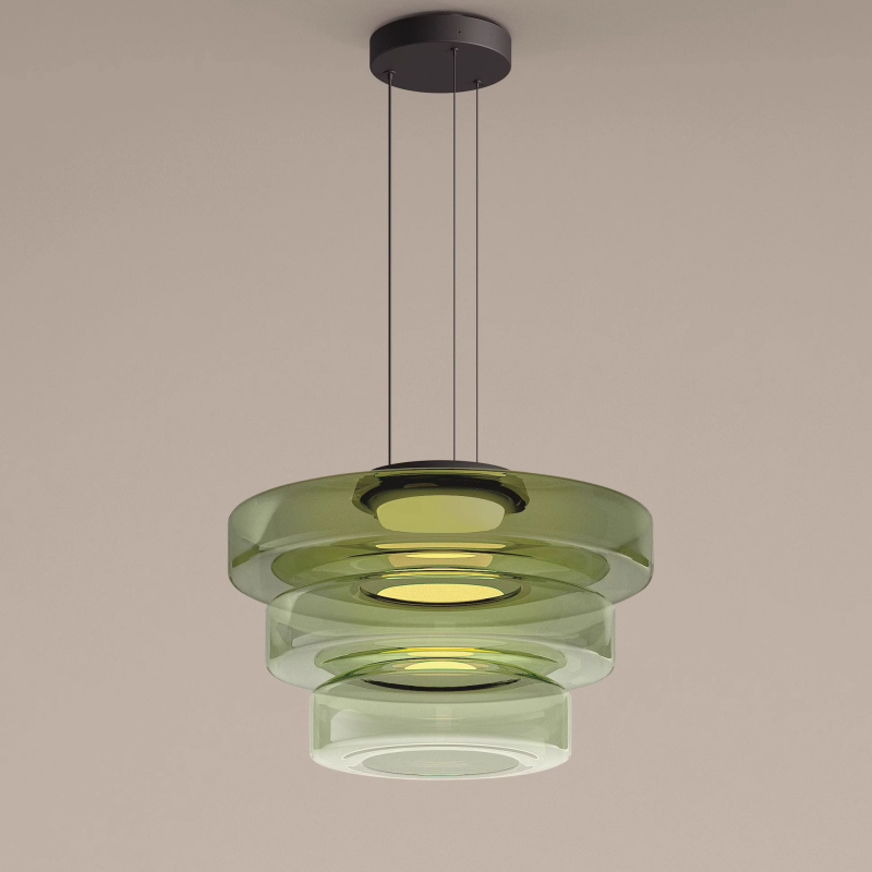 Bauhaus Style Glass Pendant Light with Adjustable Cord for Kitchen and Home Decor - Available in Smoke Grey, Green, and Amber