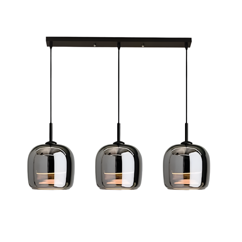 Black Glass Pendant Light – Modern Kitchen Island Lighting Fixture with LED for Elegant Interiors