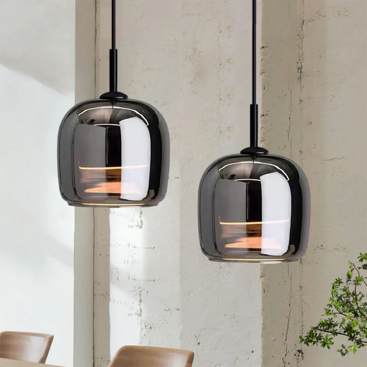 Black Glass Pendant Light – Modern Kitchen Island Lighting Fixture with LED for Elegant Interiors