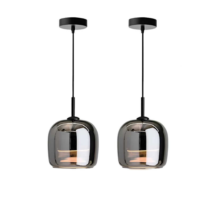 Black Glass Pendant Light – Modern Kitchen Island Lighting Fixture with LED for Elegant Interiors