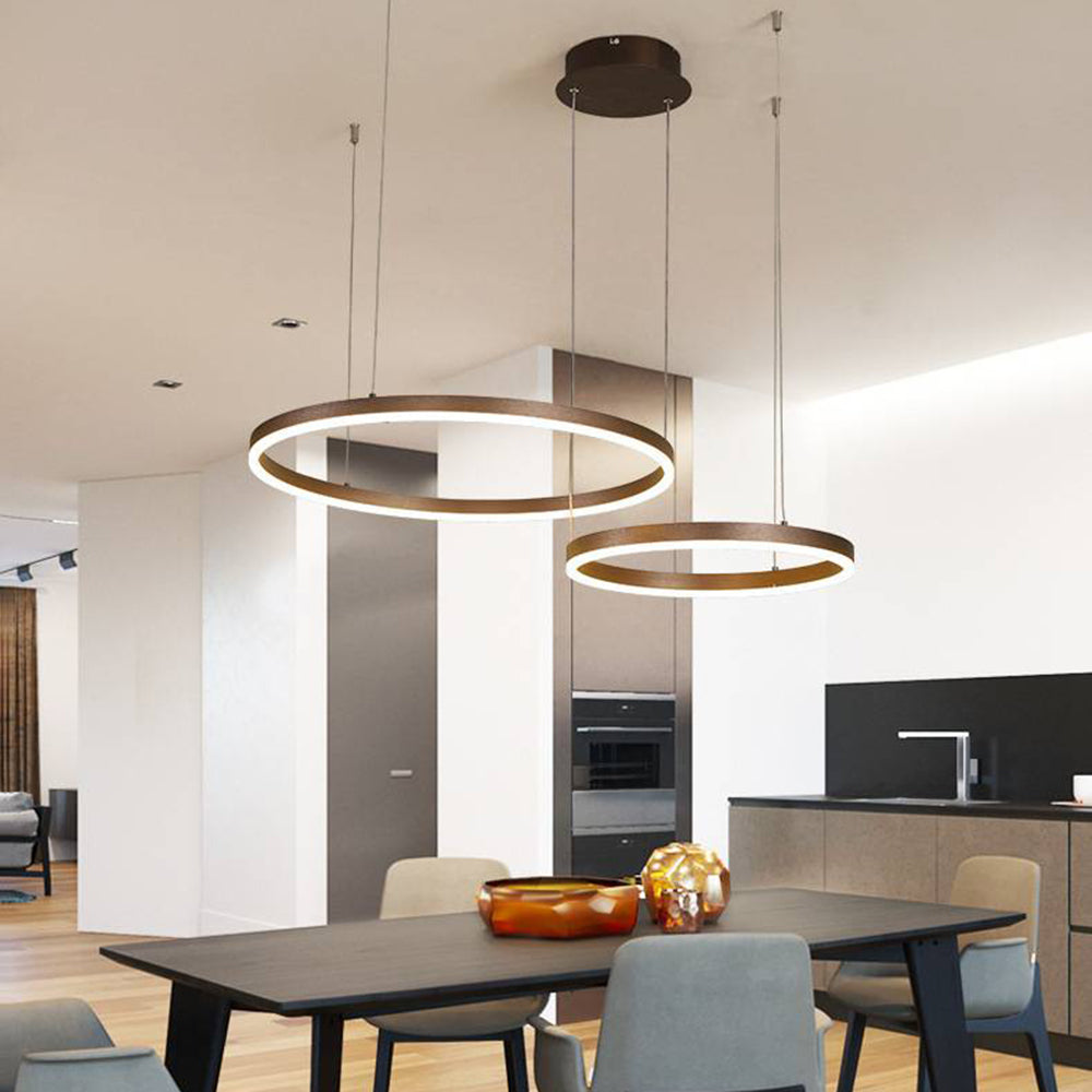 Elegant Black Pendant Light – Dimmable Sculpted Ring Hanging Light for Kitchen or Dining Room Decor
