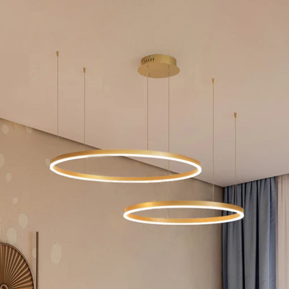 Elegant Black Pendant Light – Dimmable Sculpted Ring Hanging Light for Kitchen or Dining Room Decor