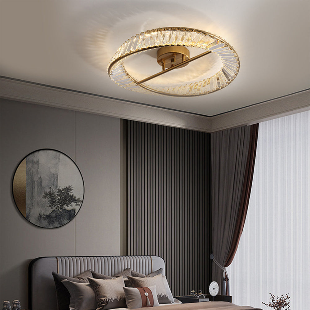 Elegant Crystal LED Flush Mount Ceiling Light Fixture – Soft Illumination for Home Décor