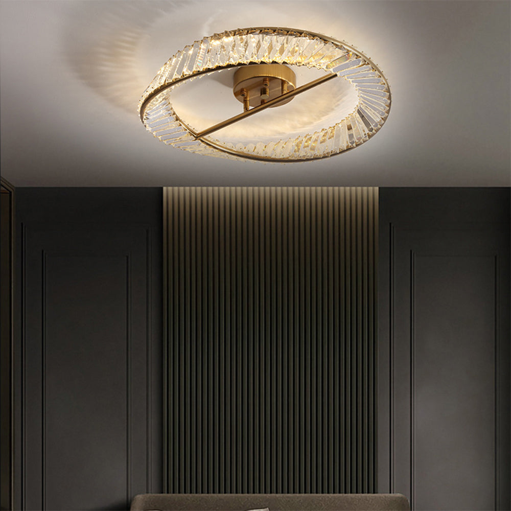 Elegant Crystal LED Flush Mount Ceiling Light Fixture – Soft Illumination for Home Décor