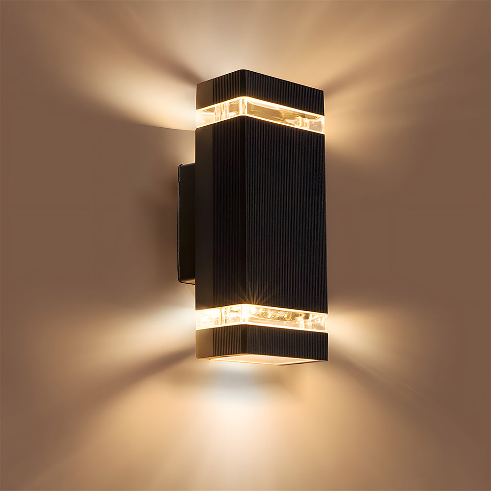 Modern IP65 Black Outdoor Wall Light – Up Down Illumination for Gardens and Patios