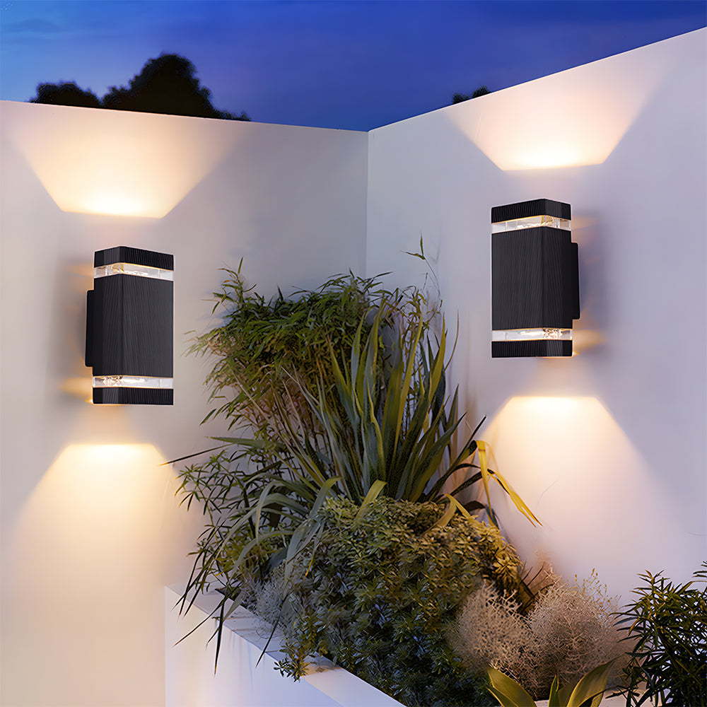 Modern IP65 Black Outdoor Wall Light – Up Down Illumination for Gardens and Patios