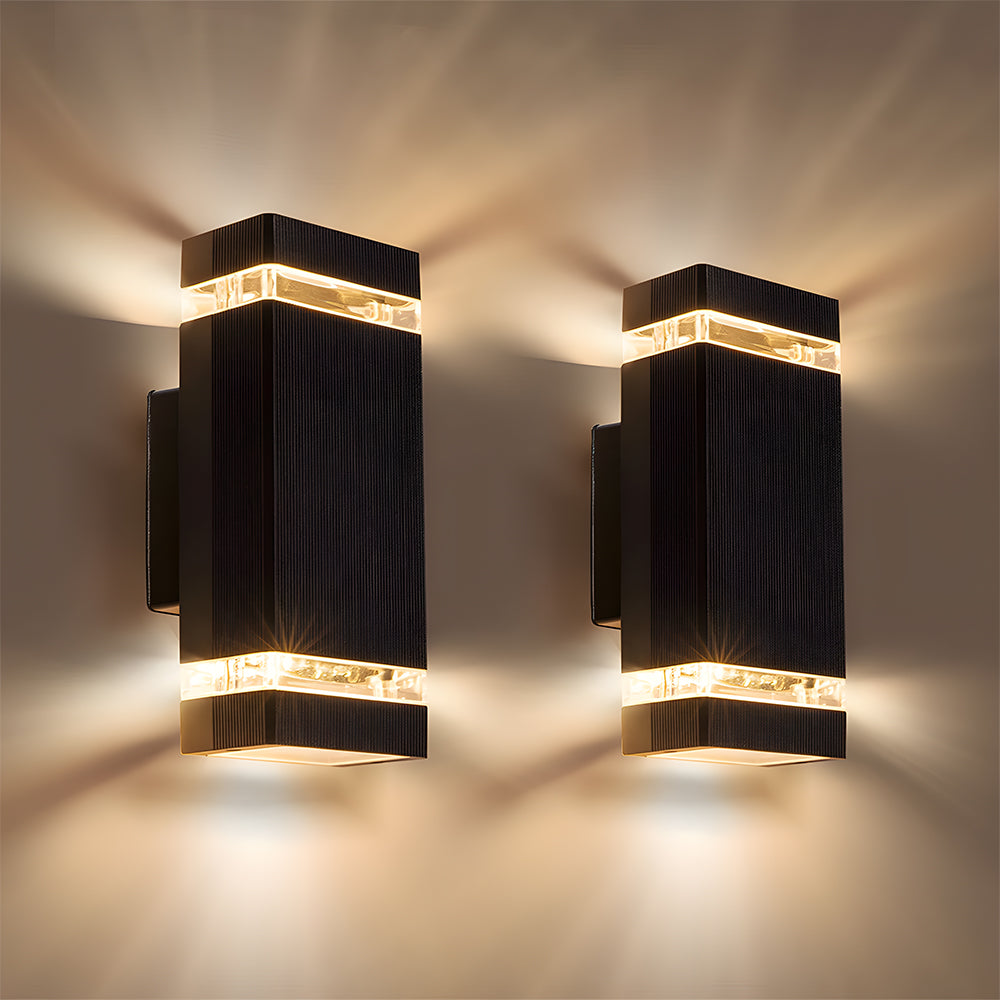 Modern IP65 Black Outdoor Wall Light – Up Down Illumination for Gardens and Patios