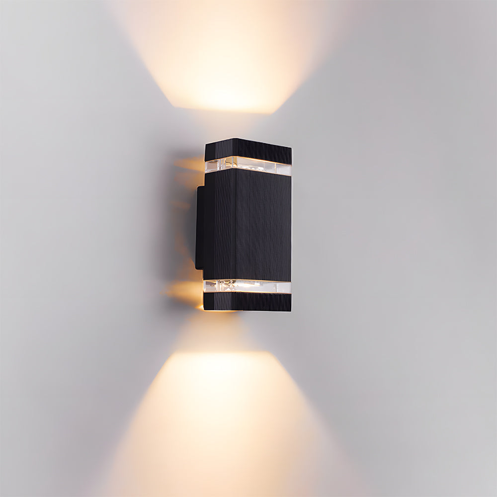 Modern IP65 Black Outdoor Wall Light – Up Down Illumination for Gardens and Patios