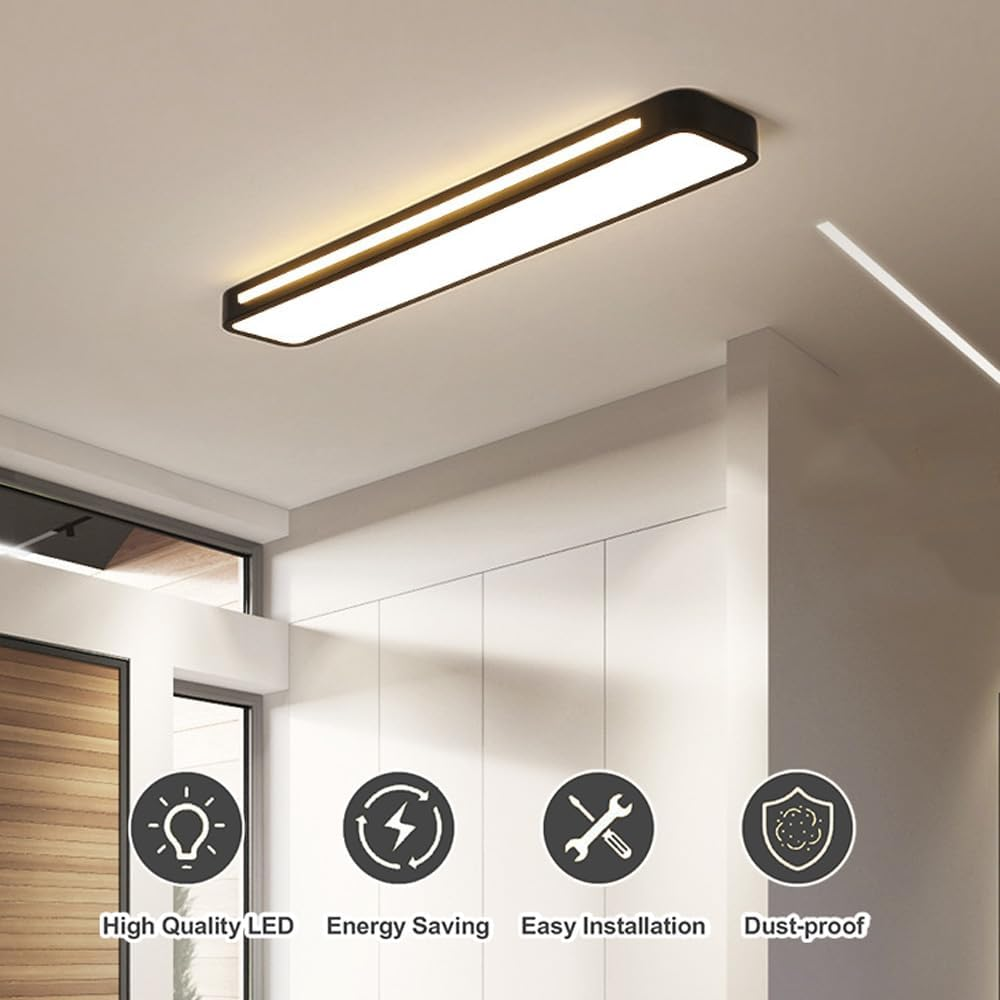 Modern Nordic Minimalist Long LED Ceiling Light Fixture – Sleek Flush Mount Design for Dining Room, Living Room, Hallway