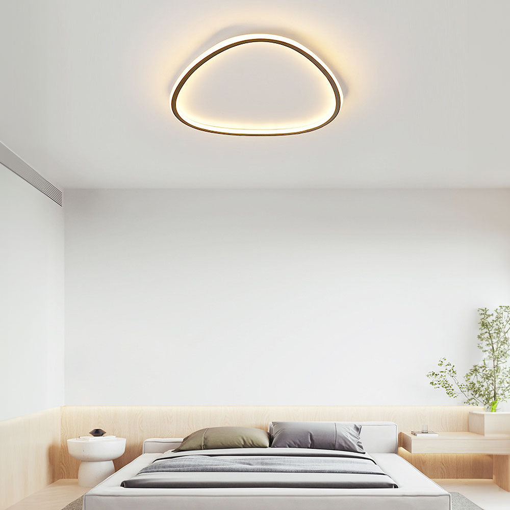 Modern Oval LED Ceiling Light Fixture – Stylish Black Flush Mount for Dining and Living Spaces, Warm Glow Illumination