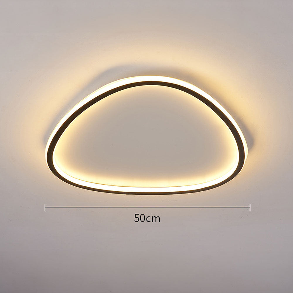 Modern Oval LED Ceiling Light Fixture – Stylish Black Flush Mount for Dining and Living Spaces, Warm Glow Illumination