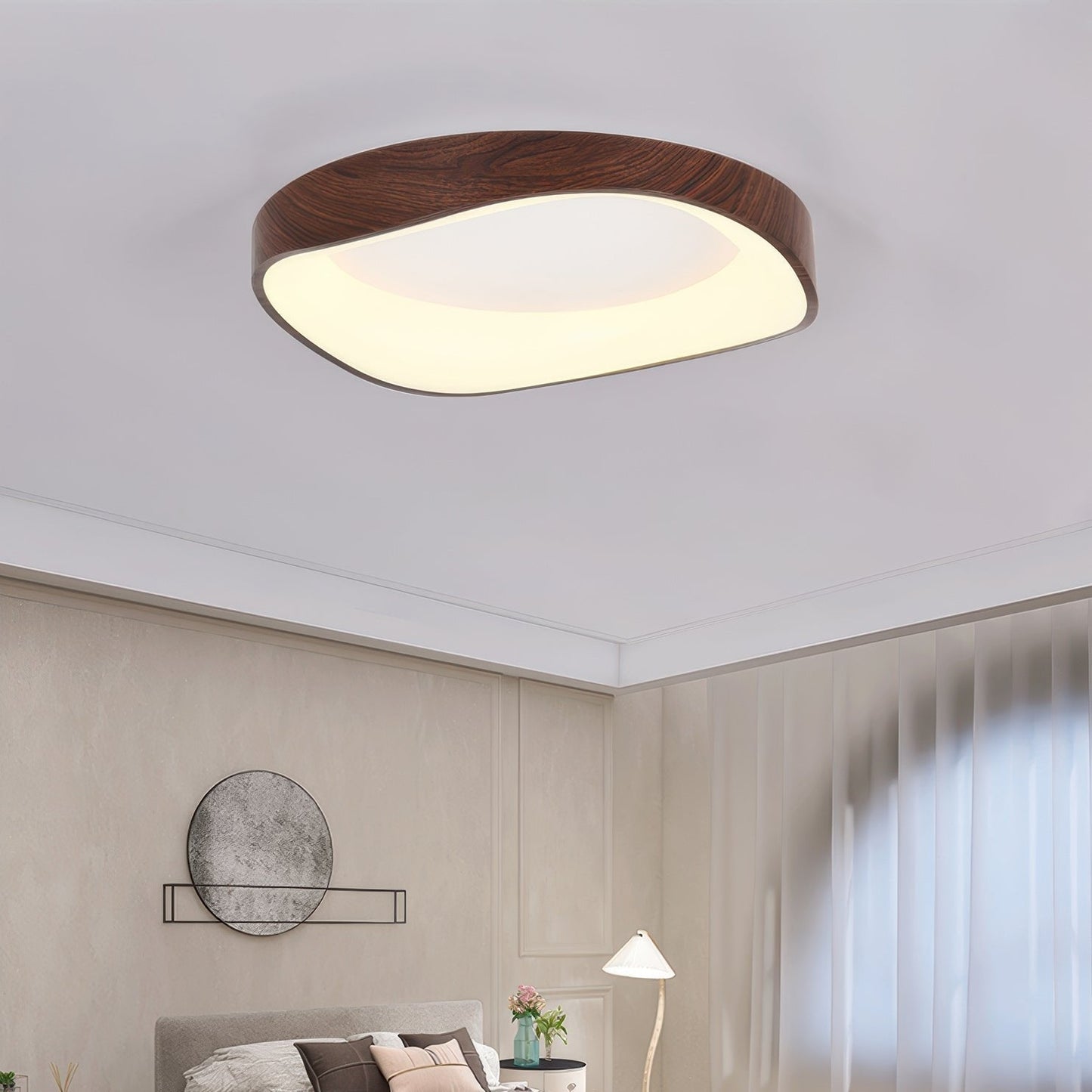 Nordic Wood Grain Flush Mount Ceiling Light Fixture – Eco-Friendly LED Design for Modern Spaces