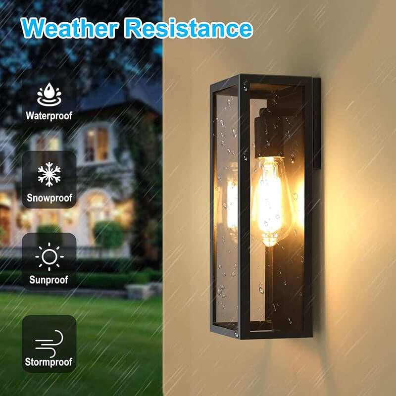 Modern Outdoor Wall Lamp - Waterproof Black Metal Sconce for Exterior Lighting on Patio and Garage