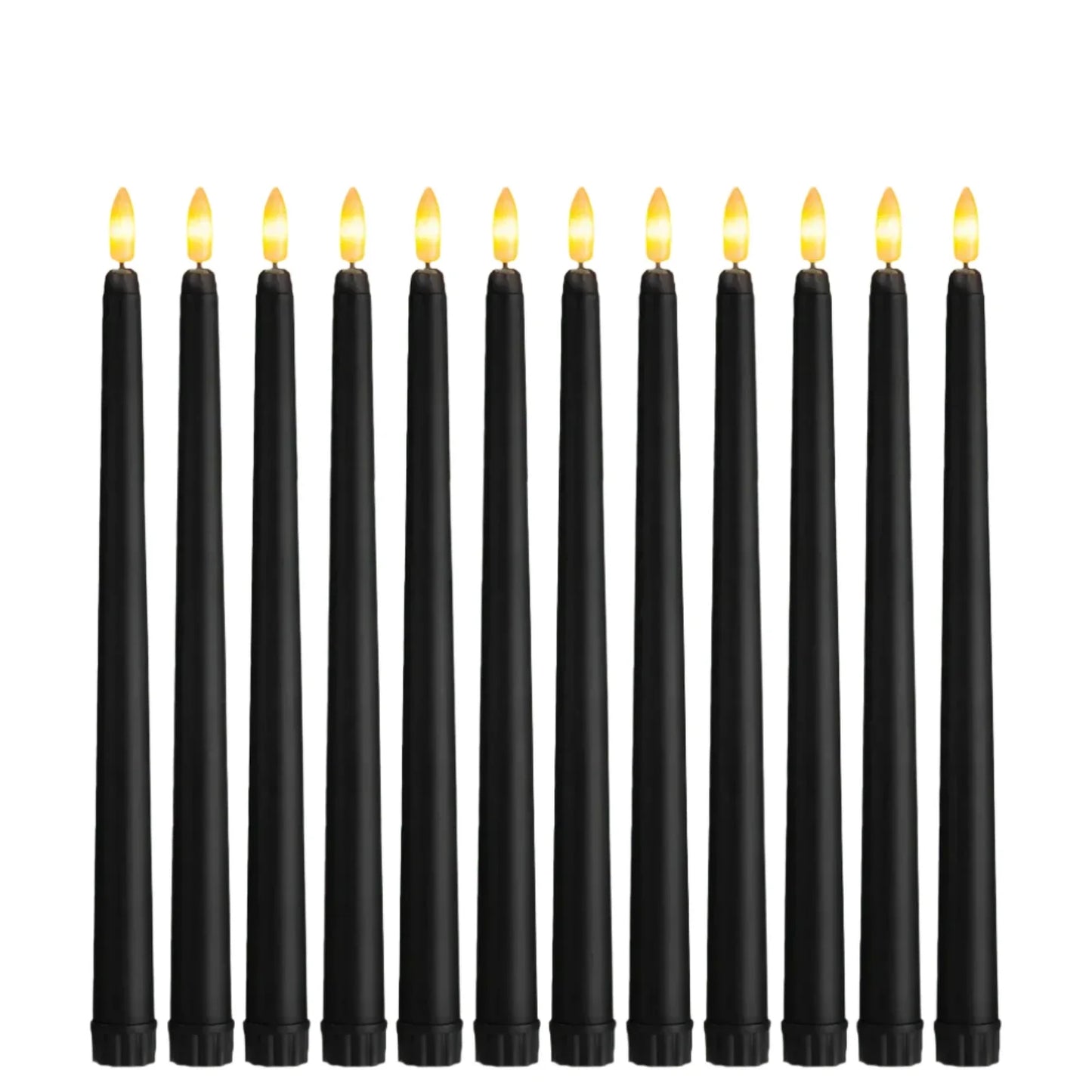 GlowShadow - Sleek Black LED Tapered Candles for Spooky Vibes & Wedding Elegance