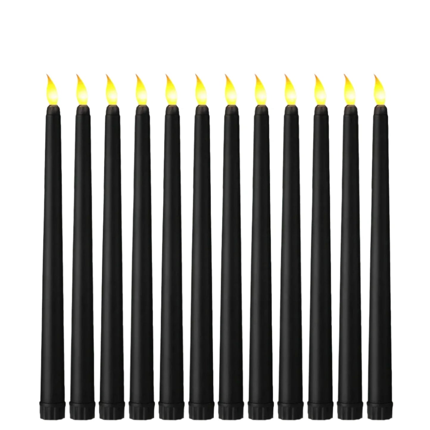 GlowShadow - Sleek Black LED Tapered Candles for Spooky Vibes & Wedding Elegance