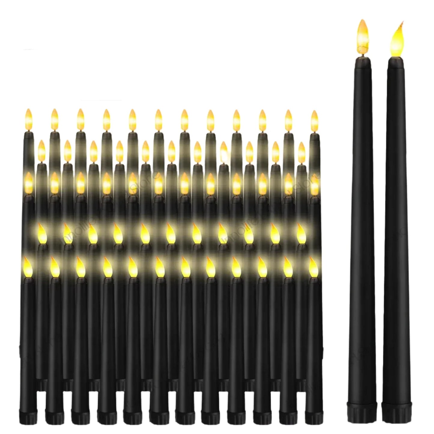 GlowShadow - Sleek Black LED Tapered Candles for Spooky Vibes & Wedding Elegance