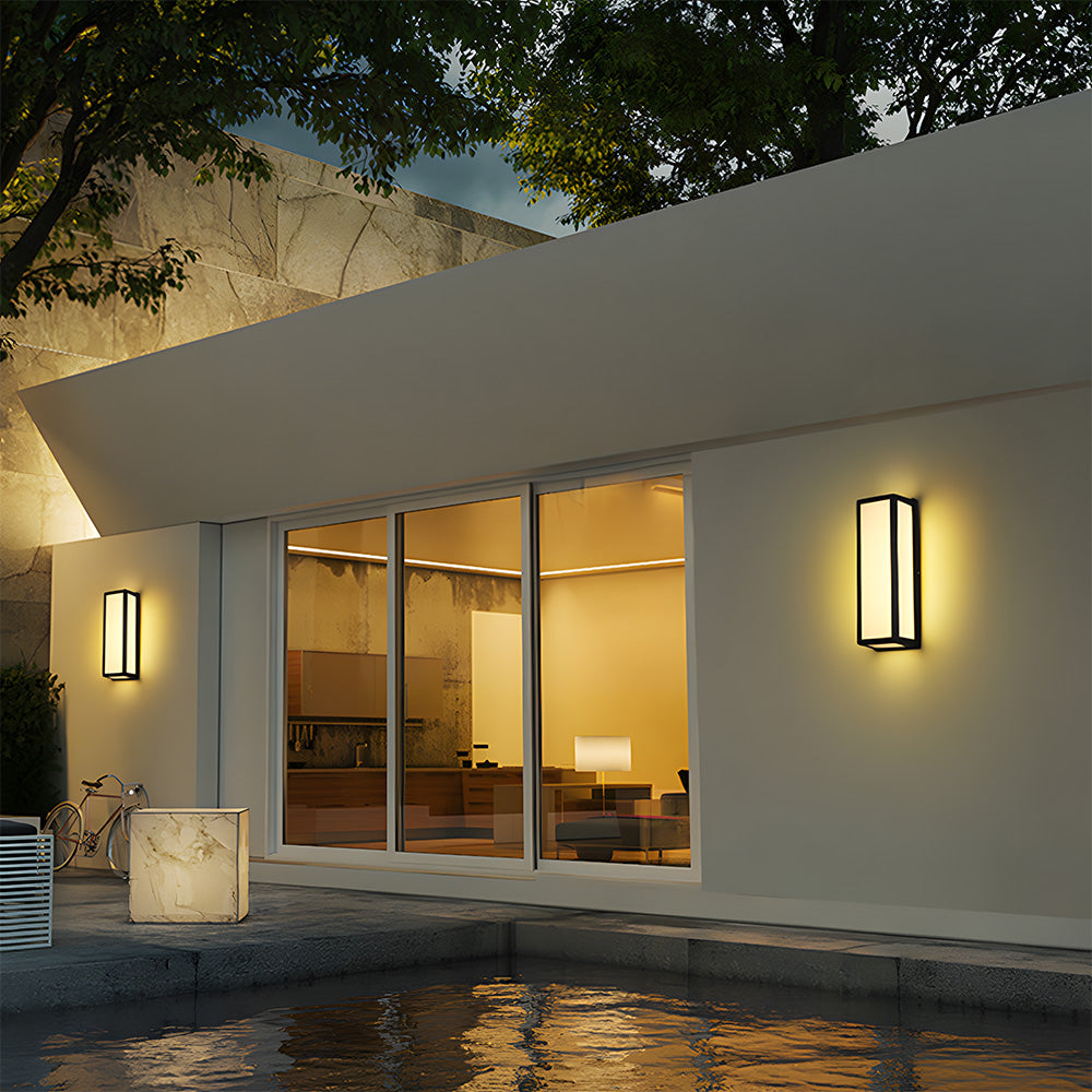 Waterproof LED Outdoor Wall Light with Modern Black Hardware Design – Perfect for Patios and Entrances