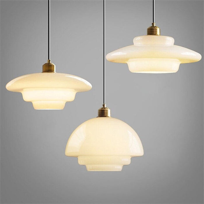 White Glass Pendant Light – Adjustable Height Mid-Century Kitchen Pendant Lighting for Elegant Interiors