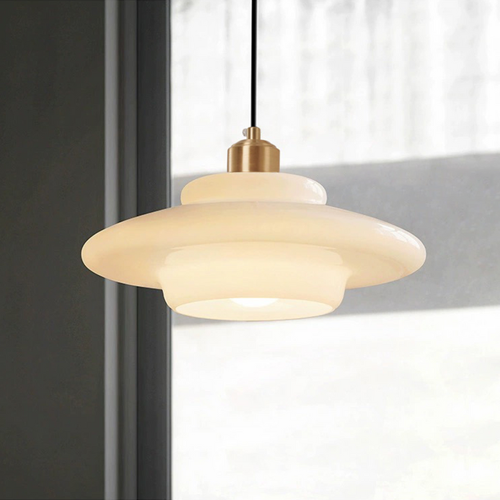 White Glass Pendant Light – Adjustable Height Mid-Century Kitchen Pendant Lighting for Elegant Interiors