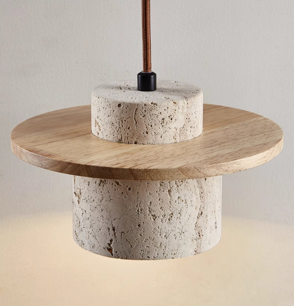 Elegant Stone-Inspired Pendant Lamp - A Chic Lighting Solution with a Unique Natural Finish