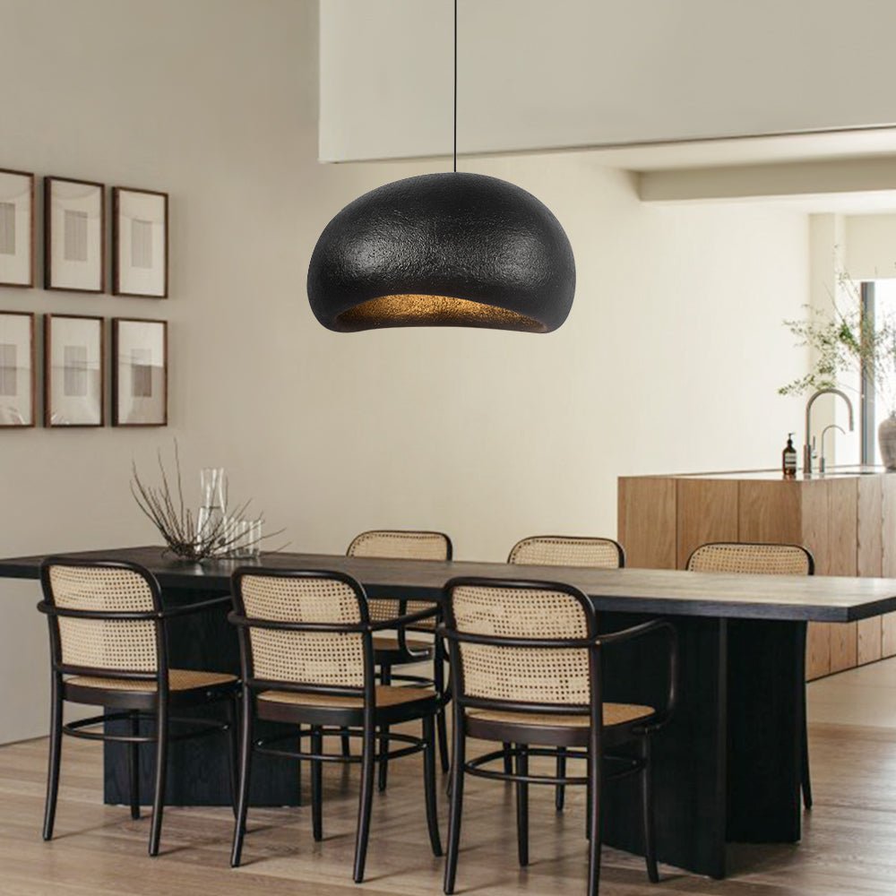 Variant image for Black Pendant Light – Nordic Minimalist Oval Kitchen Pendant Lighting, Handmade Japandi Wabi-Sabi Design, Adjustable Height-6