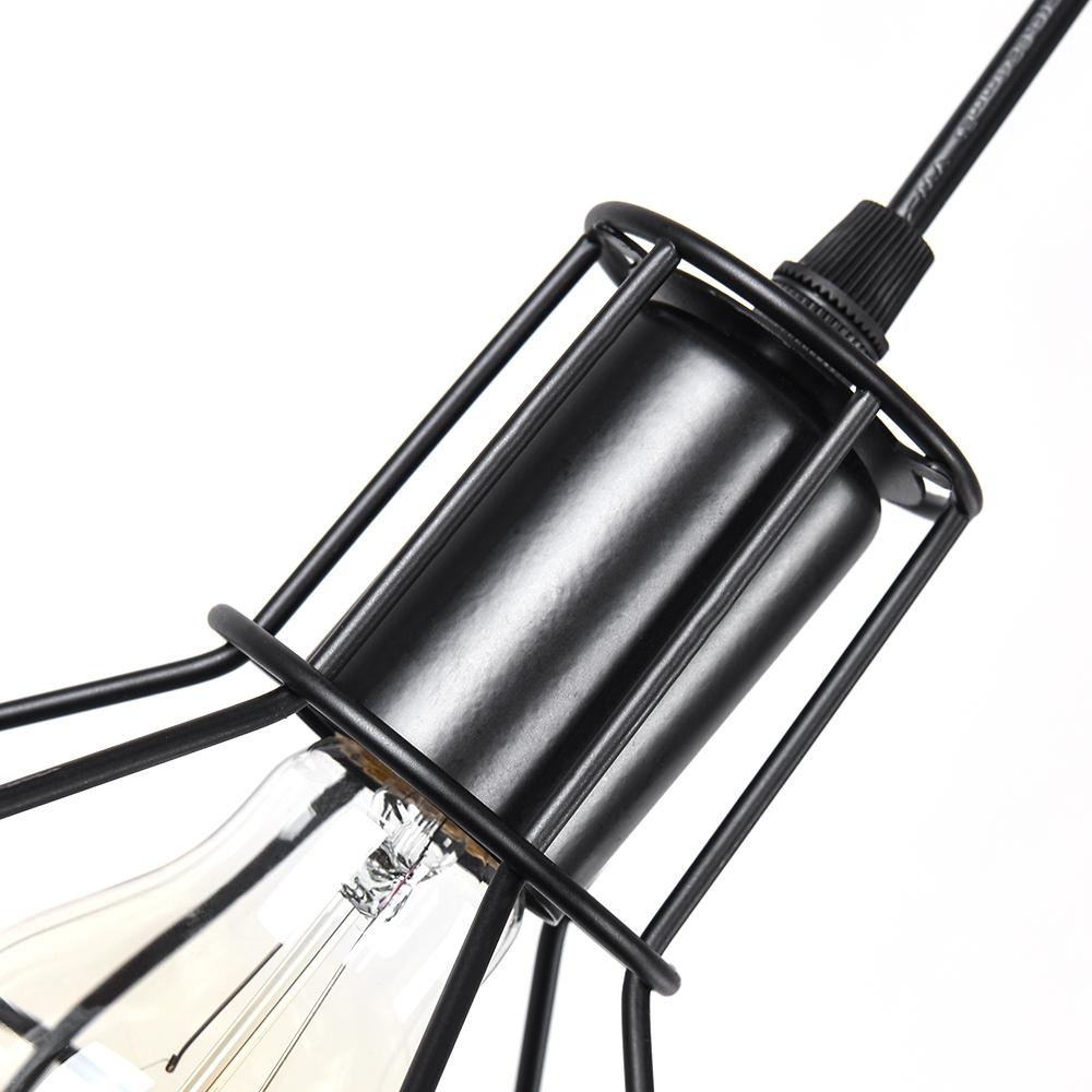 Black Geometric Pendant Light – Adjustable Height Kitchen Island Lighting with Metal Cage Design-6