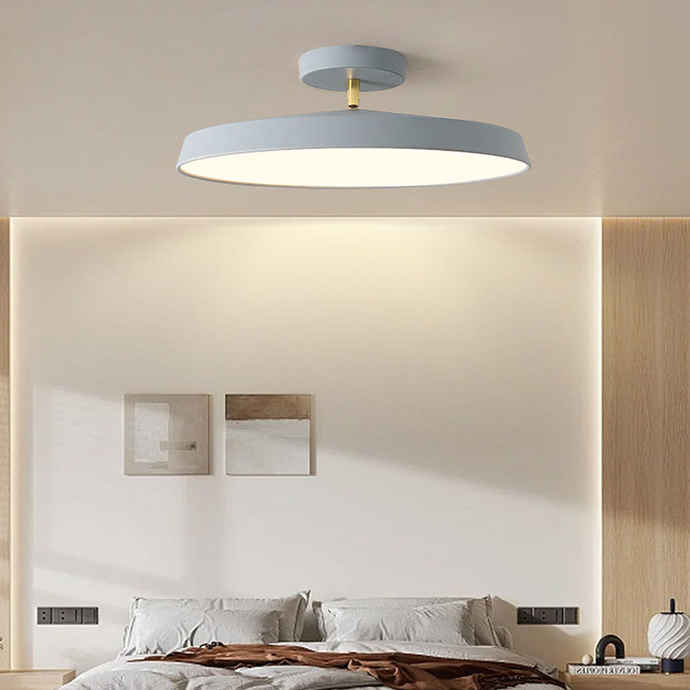 NOVÉO – Minimalist White LED Semi-Flush Ceiling Light