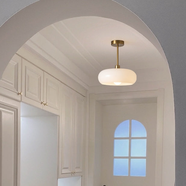 Golden Halo Circular Glass Ceiling Fixture - Elegant Illumination for Any Space