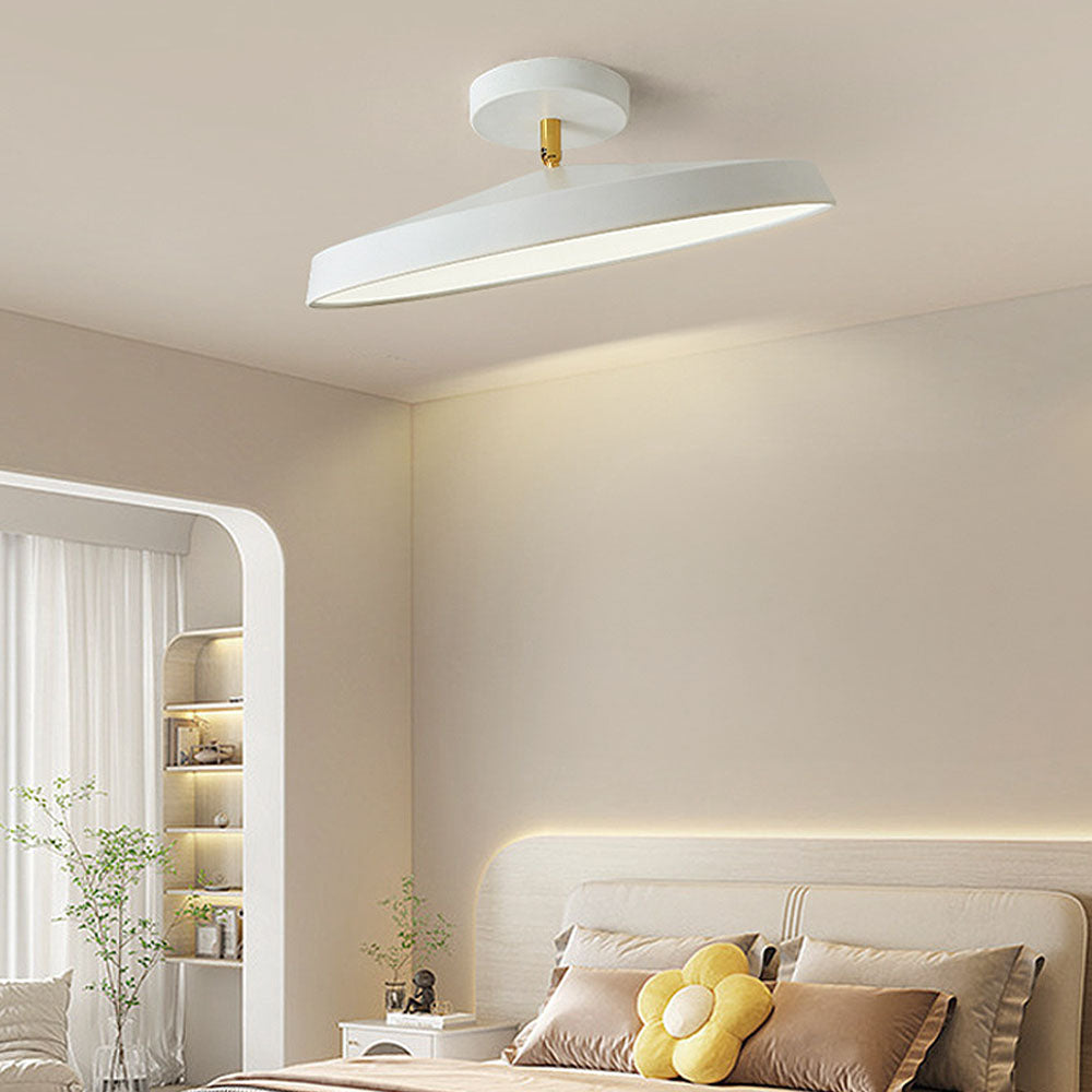 NOVÉO – Minimalist White LED Semi-Flush Ceiling Light