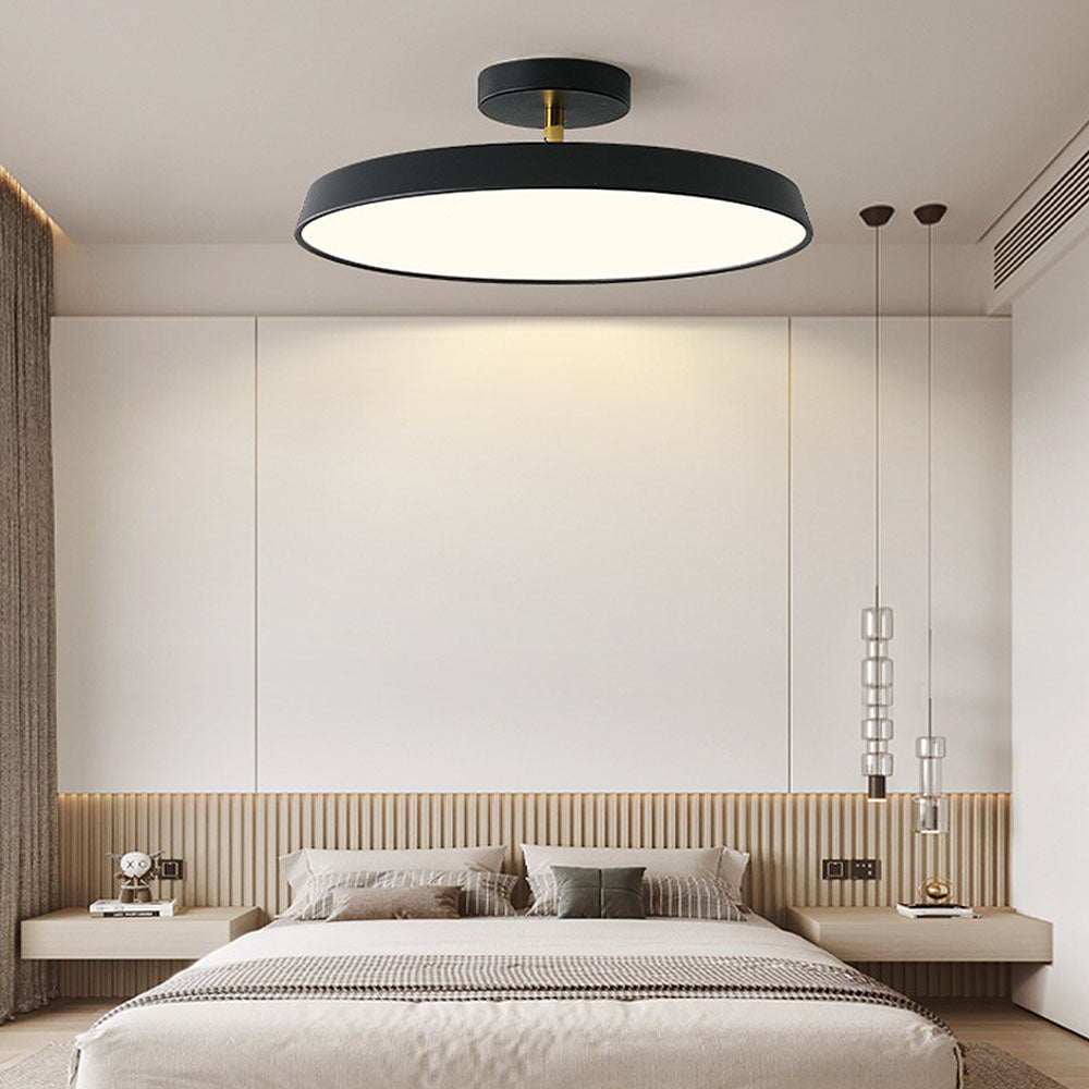 NOVÉO – Minimalist White LED Semi-Flush Ceiling Light