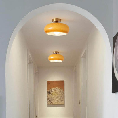 Golden Halo Circular Glass Ceiling Fixture - Elegant Illumination for Any Space