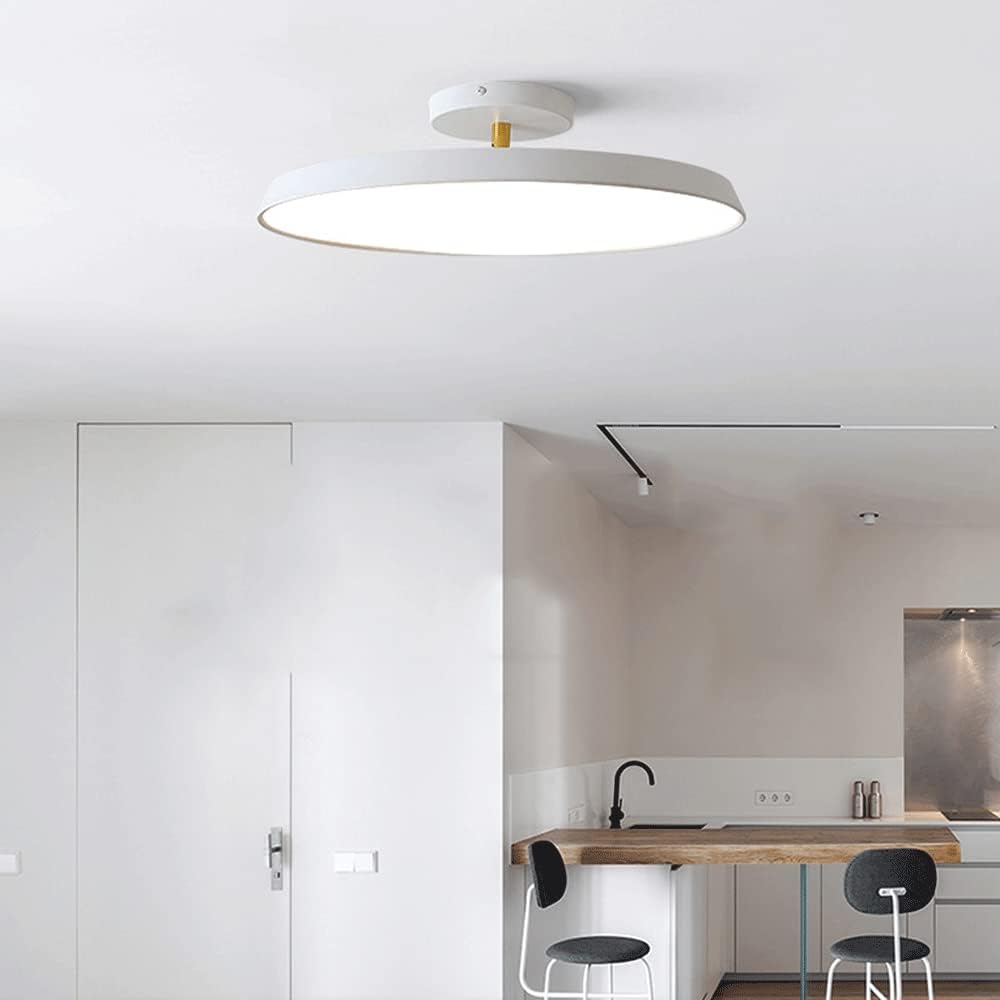 NOVÉO – Minimalist White LED Semi-Flush Ceiling Light