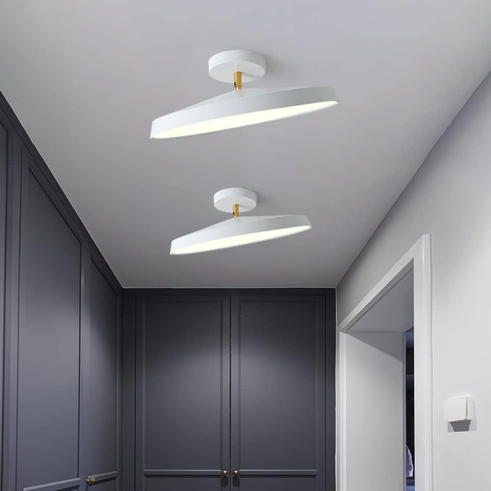 NOVÉO – Minimalist White LED Semi-Flush Ceiling Light