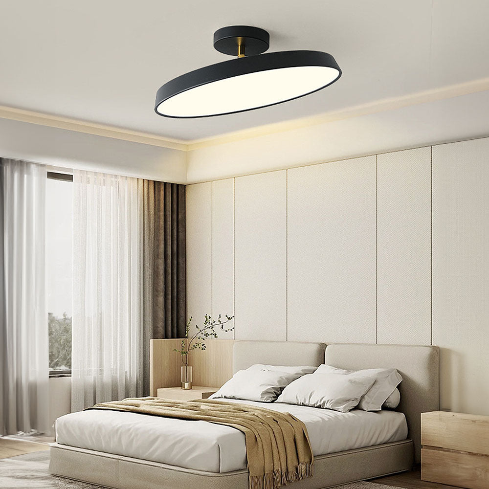 NOVÉO – Minimalist White LED Semi-Flush Ceiling Light