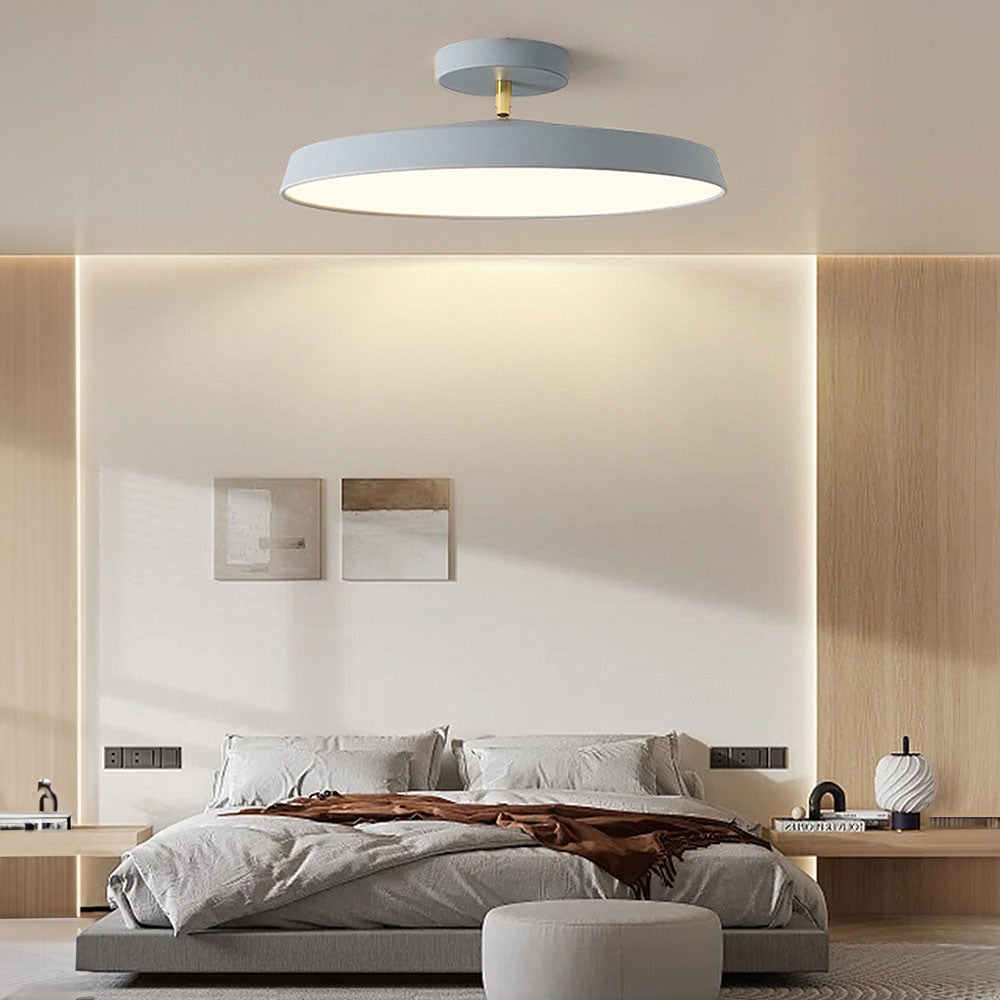 NOVÉO – Minimalist White LED Semi-Flush Ceiling Light