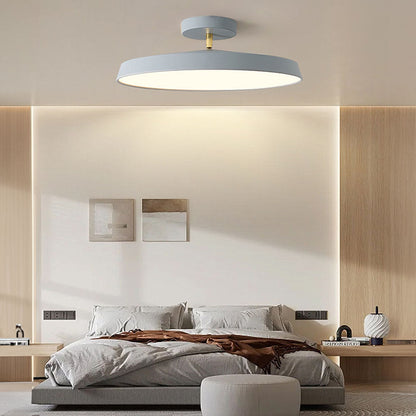 NOVÉO – Minimalist White LED Semi-Flush Ceiling Light