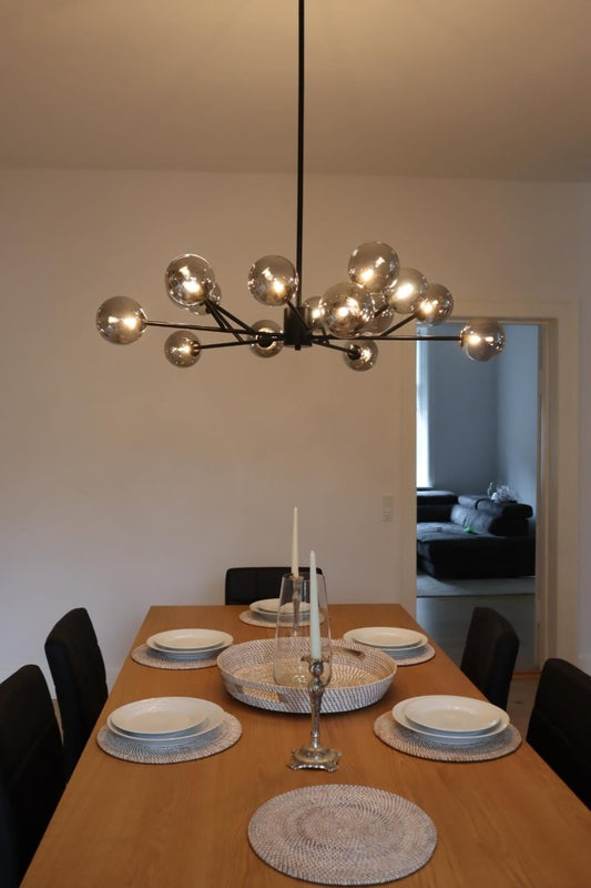 15-Light Modern Sputnik Chandelier Light – Black and Brass Finish for Dining Room and Living Space