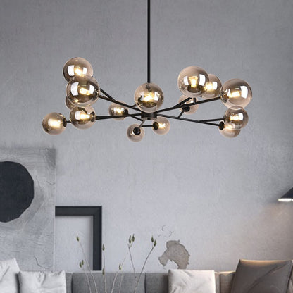15-Light Modern Sputnik Chandelier Light – Black and Brass Finish for Dining Room and Living Space