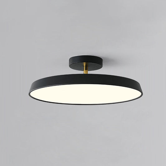 NOVÉO – Minimalist White LED Semi-Flush Ceiling Light