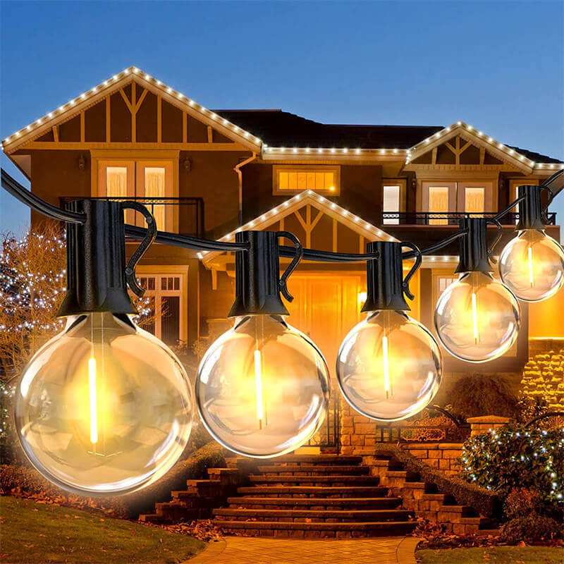 Waterproof Outdoor String Lights – Connectable LED Patio Lights with Shatterproof Bulbs for Parties and Garden Decor