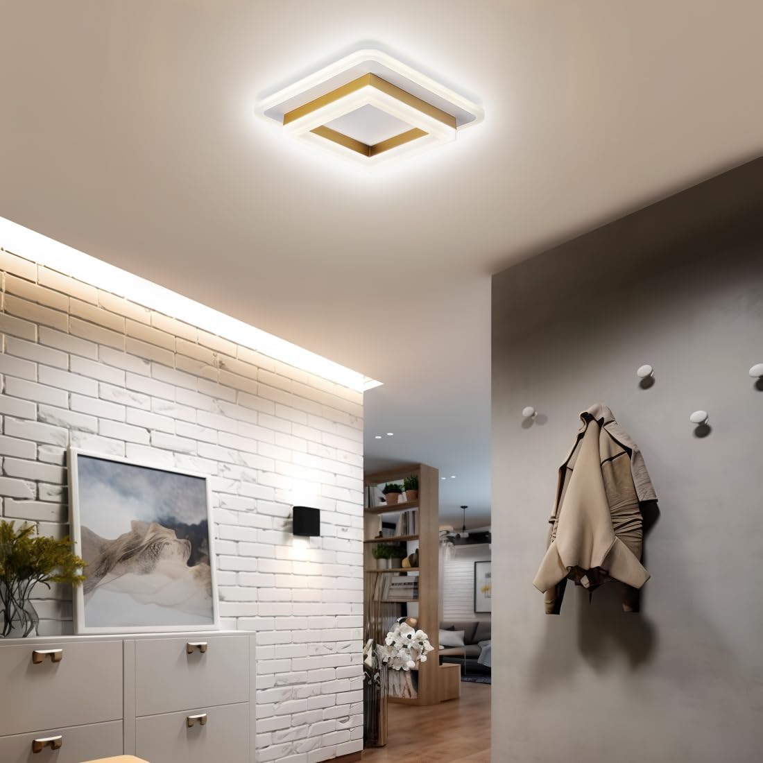 NOVARA - Modern Square LED Ceiling Light for Hallways & Living Spaces