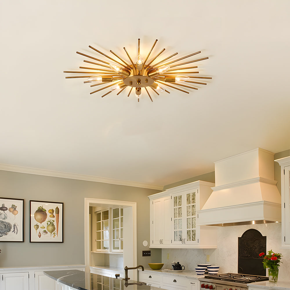 8-Light Flush Mount Ceiling Light Fixture – Modern Iron and Aluminum Design for Living Room, Bedroom, and Hallway