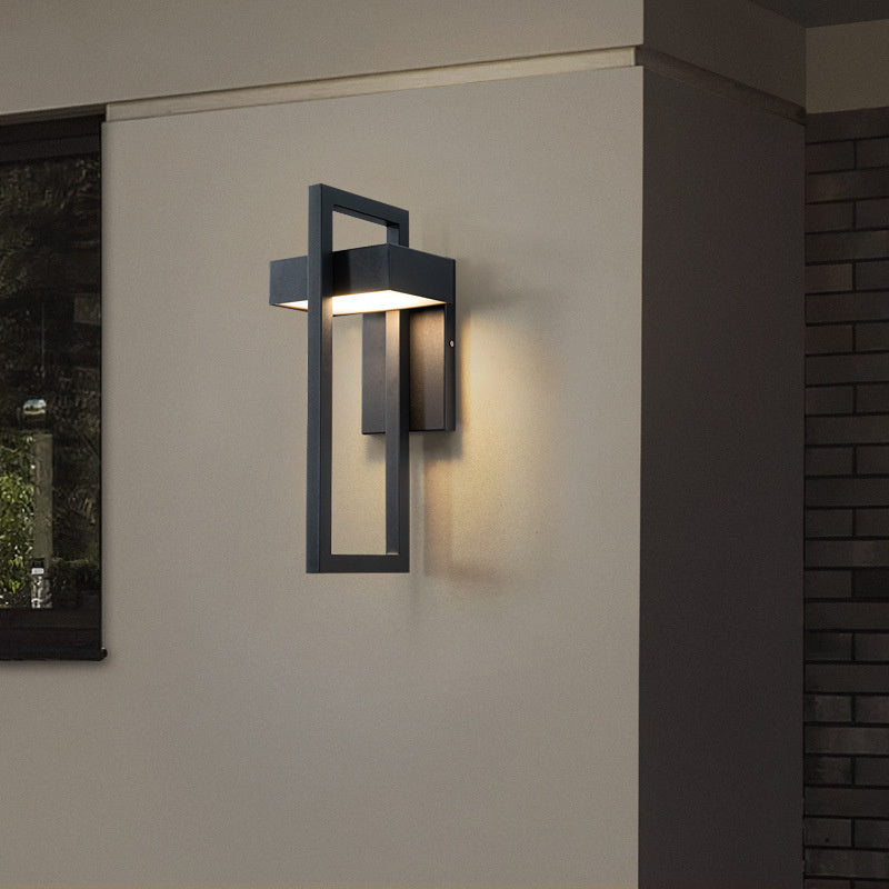Modern Outdoor Wall Light with IP65 Waterproof Rating - Adjustable 3000K/6000K LED Exterior Wall Lantern in Black