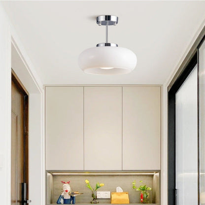 Golden Halo Circular Glass Ceiling Fixture - Elegant Illumination for Any Space