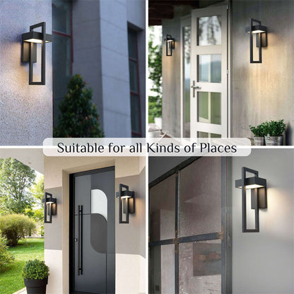 Modern Outdoor Wall Light with IP65 Waterproof Rating - Adjustable 3000K/6000K LED Exterior Wall Lantern in Black
